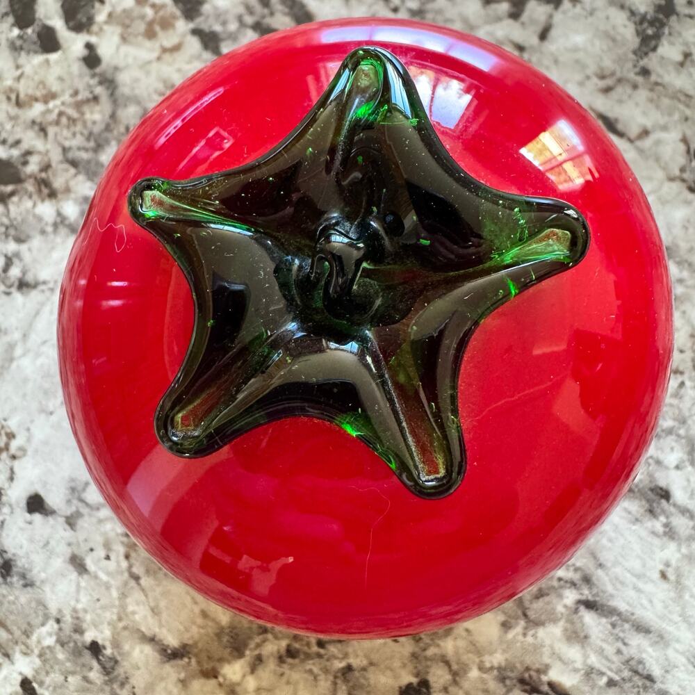 VTG Murano Style Handblown Glass Art Vegetable Tomato Red MCM Home Decor - Picture 4 of 8